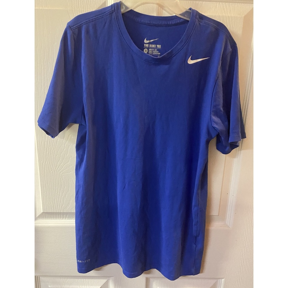 The Nike Tee  T-Shirt   Blue with White Swoosh  Small Athletic Cut